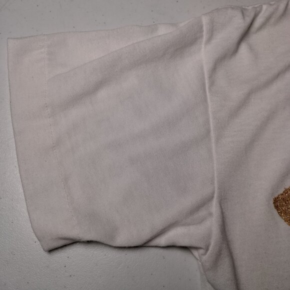 Vintage Precious Knits Shirt Small White Lace Gold Glitter Bird Roses Grannycore - Picture 10 of 16
